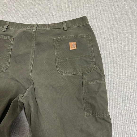 Carhartt Mens Moss Green Cotton Duck Carpenter Work Pants 39x32 Relaxed Fit - Picture 14 of 16
